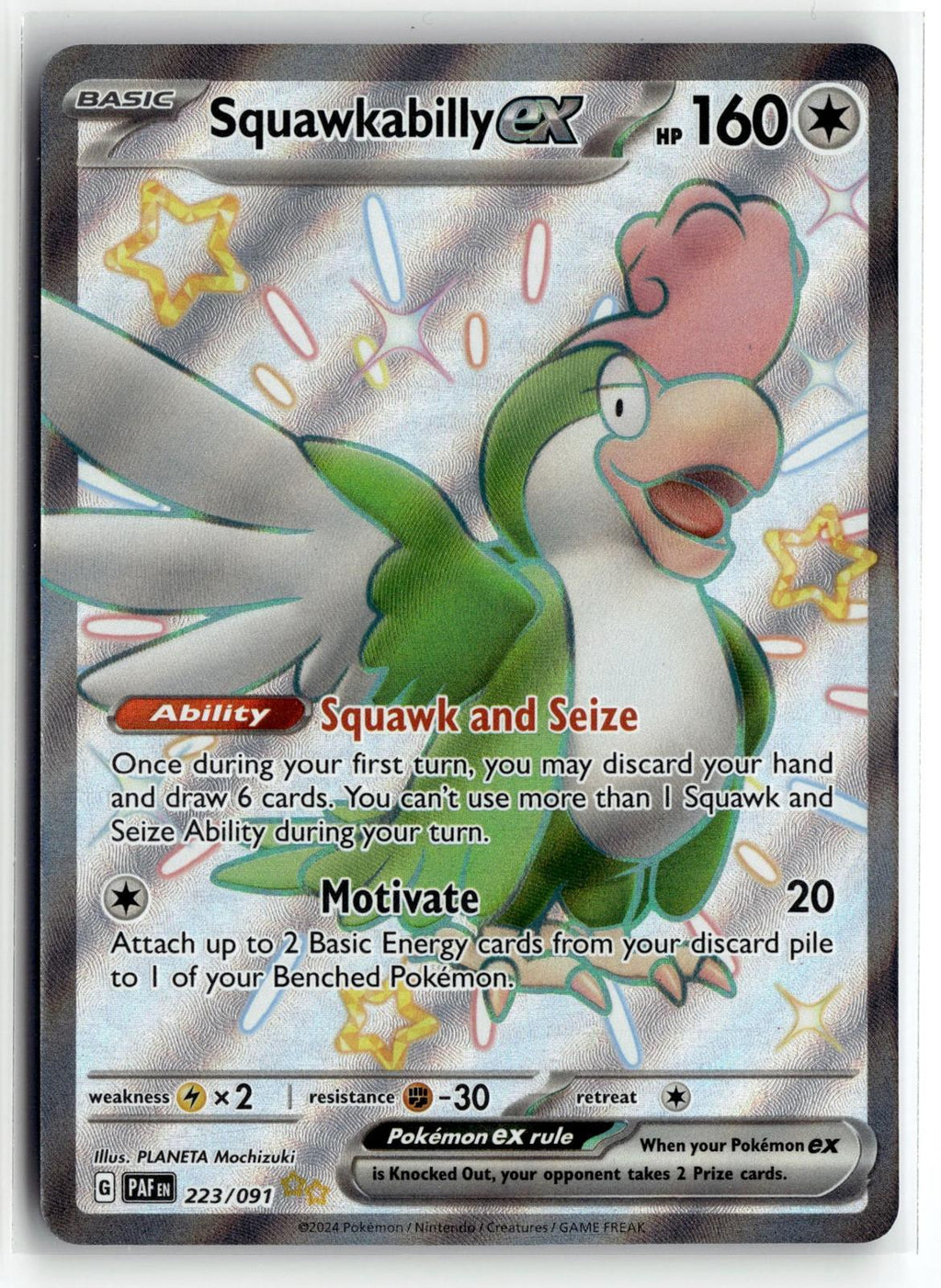 Pokemon tcg SV: Paldean Fates #223/091 Squawkabilly ex
