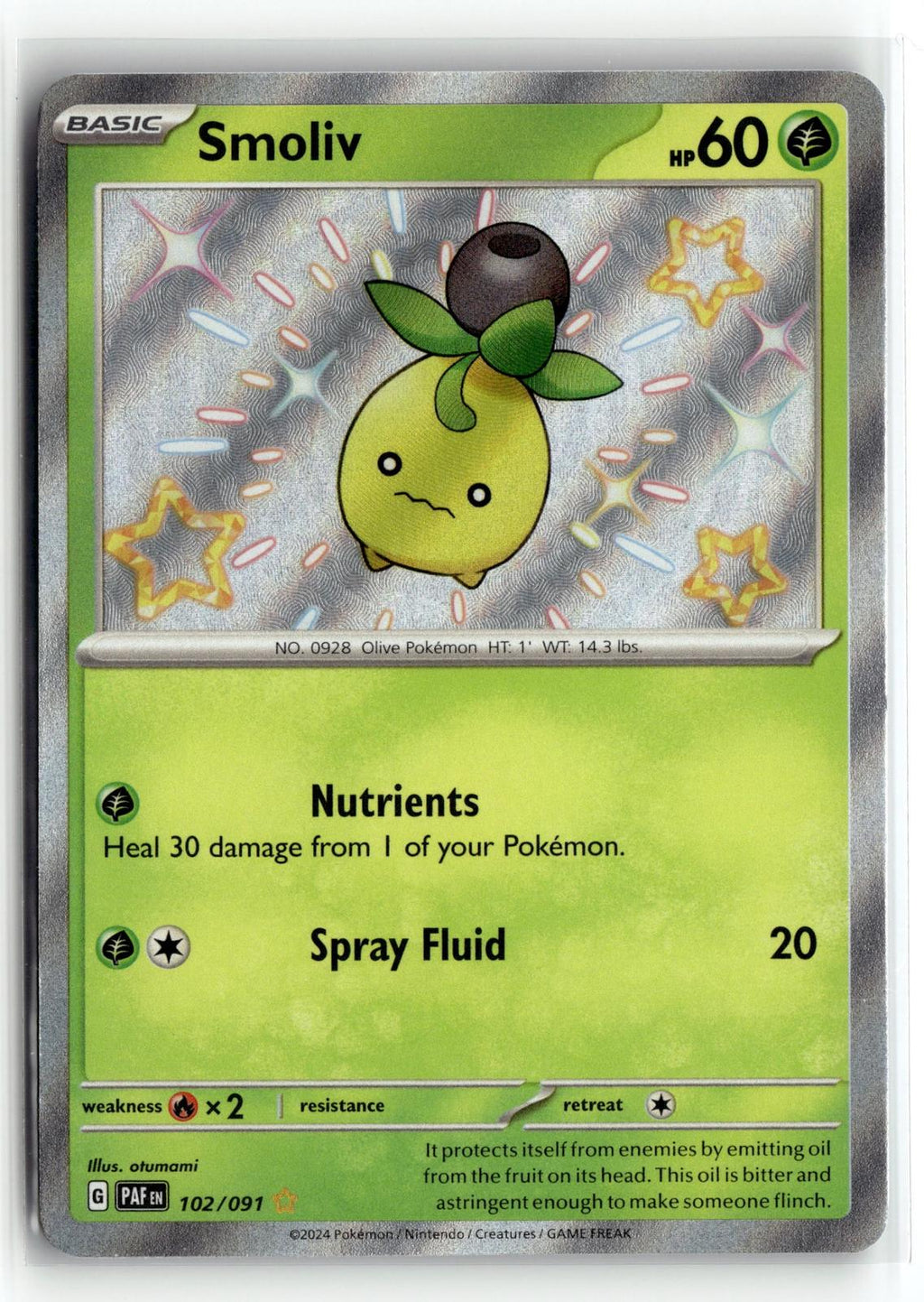 Pokemon tcg SV: Paldean Fates #102/091 Smoliv