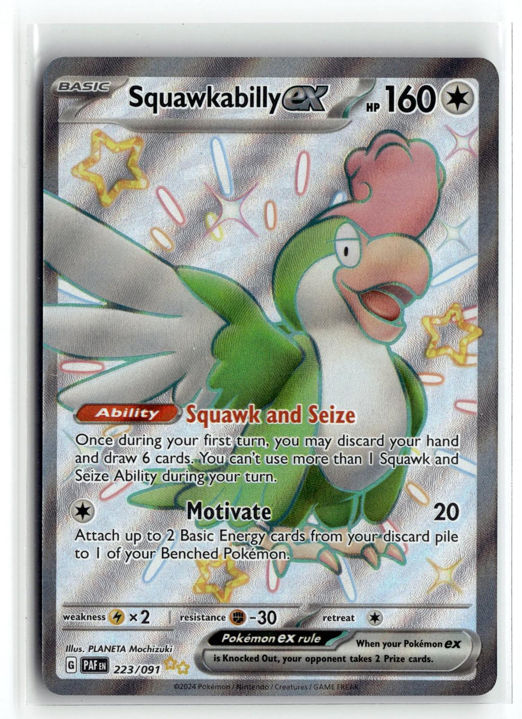 Pokemon tcg SV: Paldean Fates #223/091 Squawkabilly ex