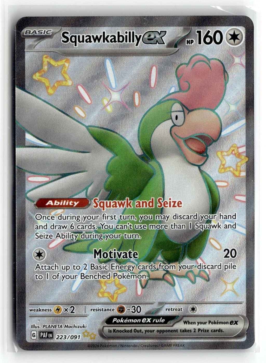 Pokemon tcg SV: Paldean Fates #223/091 Squawkabilly ex