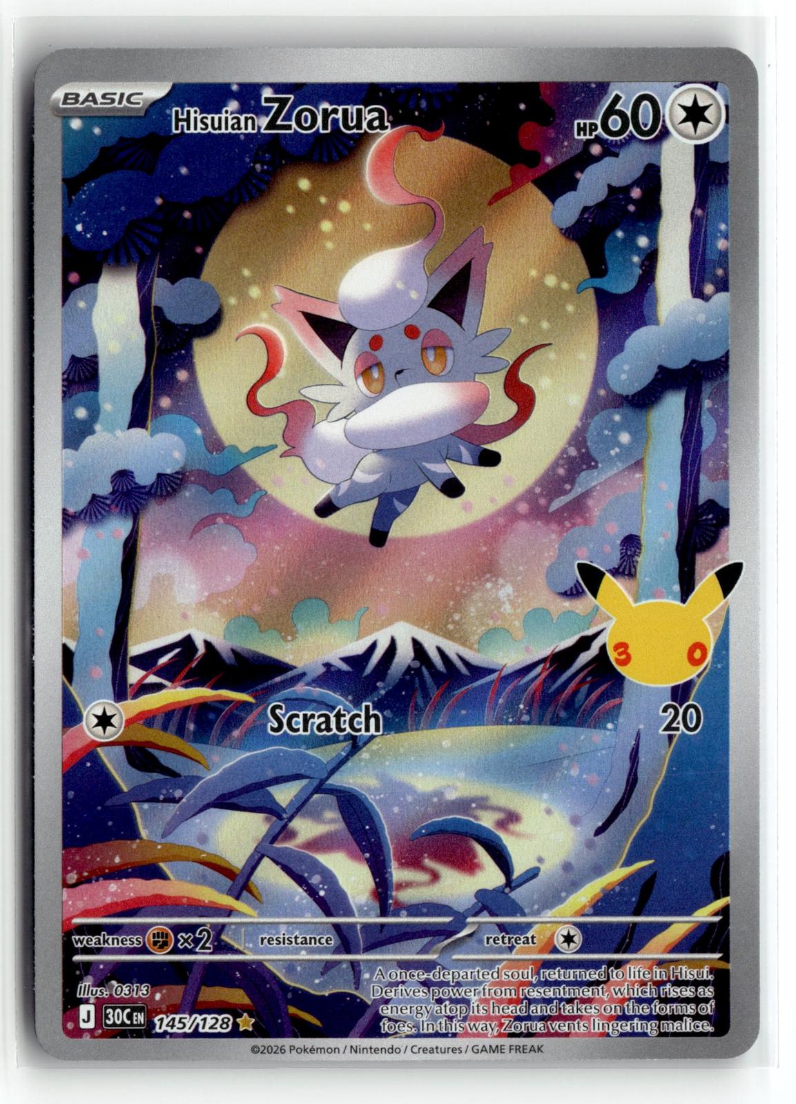 Pokemon tcg ME: 30th Celebration #145/128 Hisuian Zorua