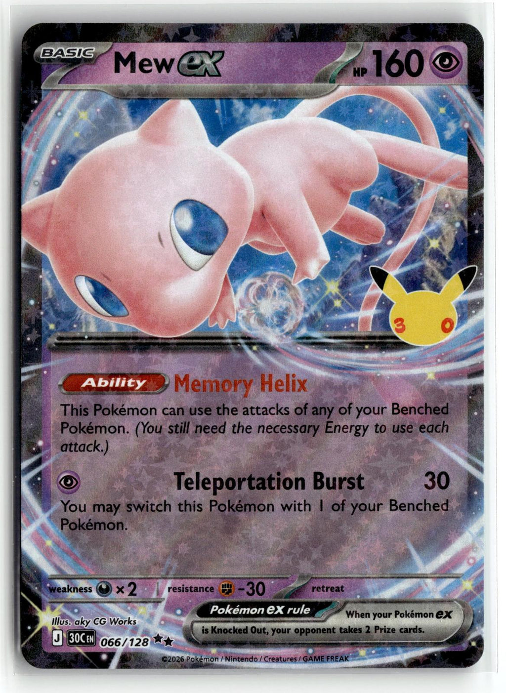 Pokemon tcg ME: 30th Celebration #066/128 Mew ex