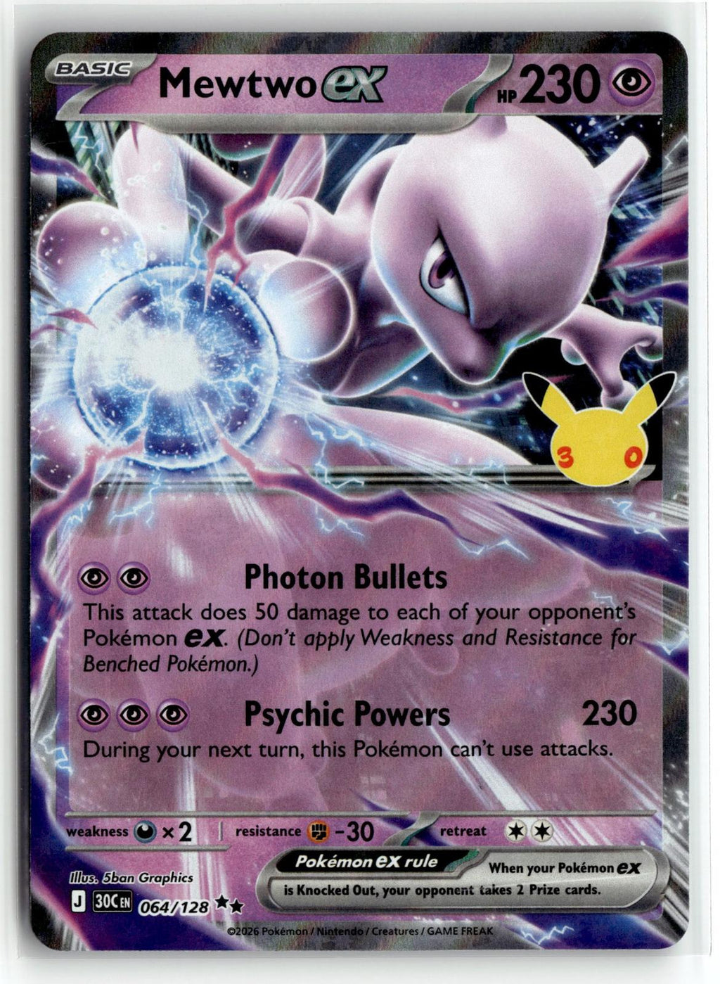 Pokemon tcg ME: 30th Celebration #064/128 Mewtwo ex
