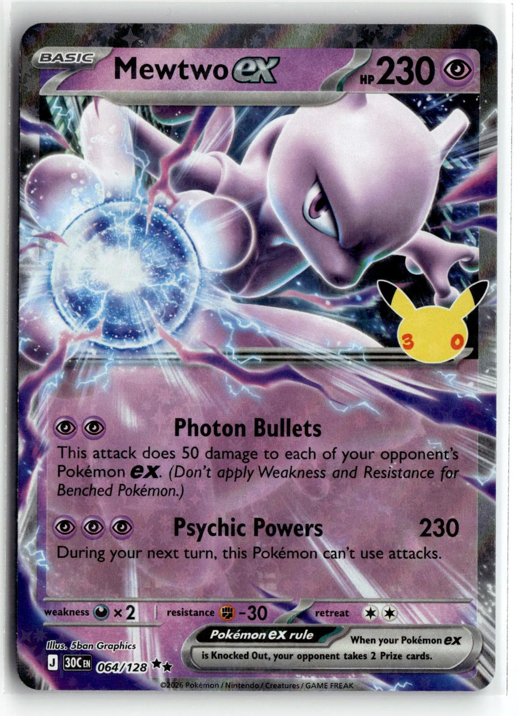 Pokemon tcg ME: 30th Celebration #064/128 Mewtwo ex
