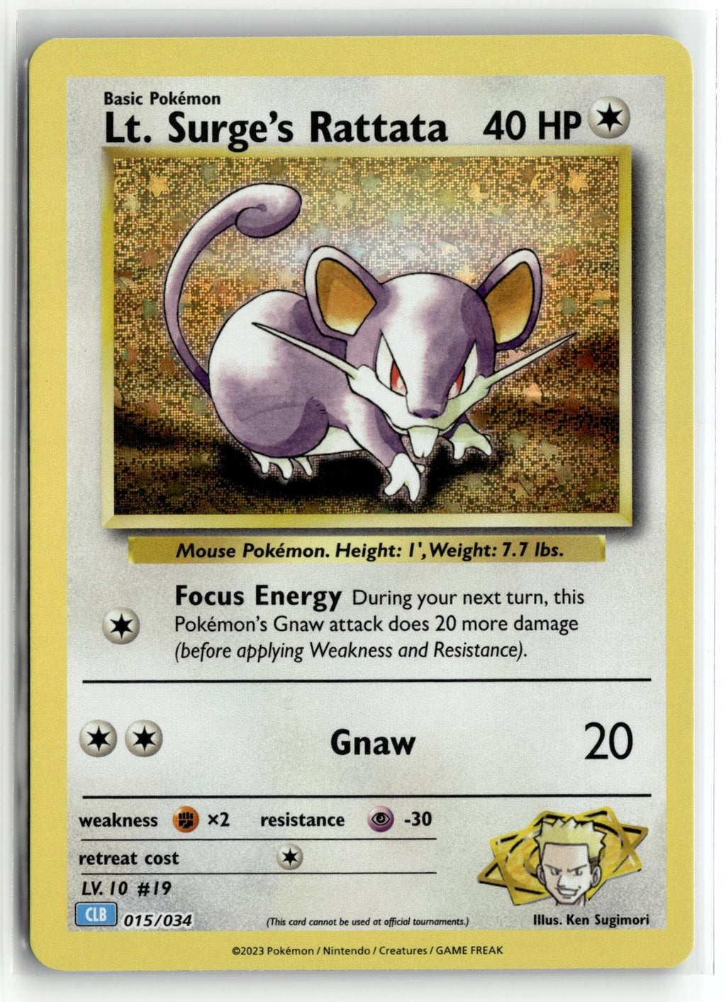 Pokemon tcg Trading Card Game Classic #015/034 Lt. Surge's Rattata