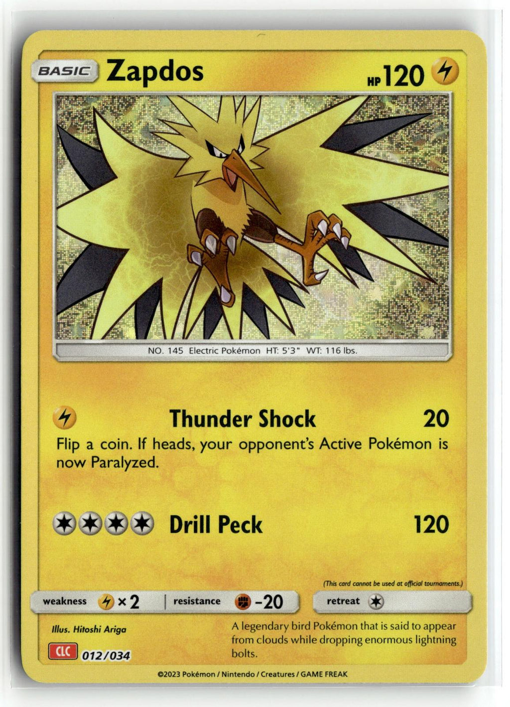 Pokemon tcg Trading Card Game Classic #012/034 Zapdos
