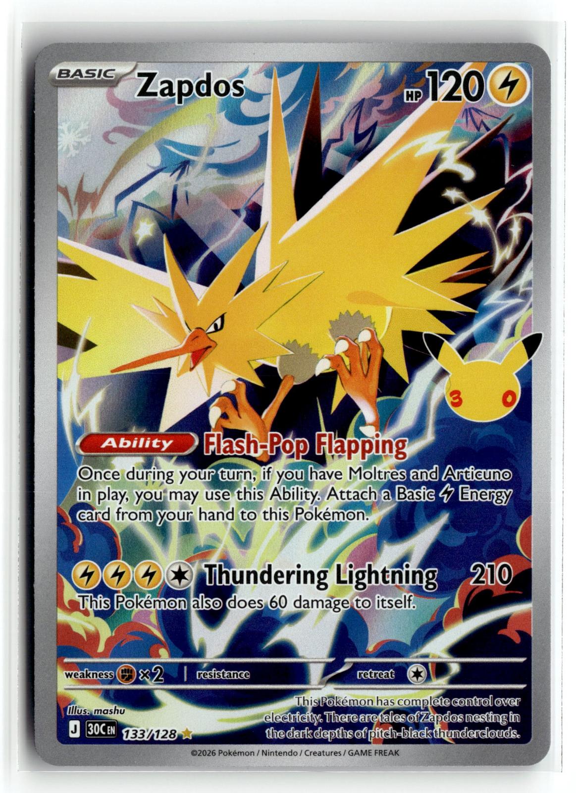 Pokemon tcg ME: 30th Celebration #133/128 Zapdos