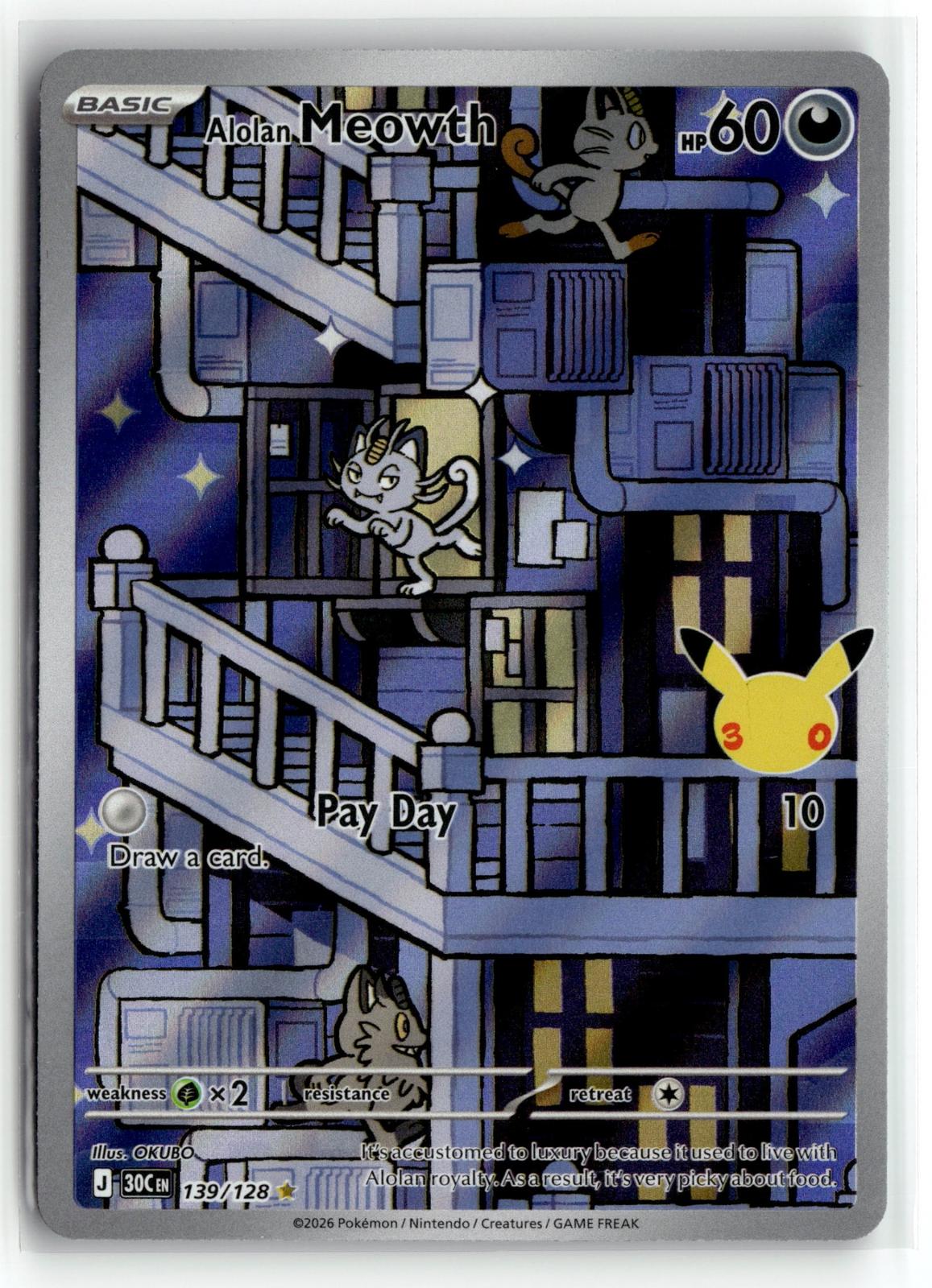Pokemon tcg ME: 30th Celebration #139/128 Alolan Meowth