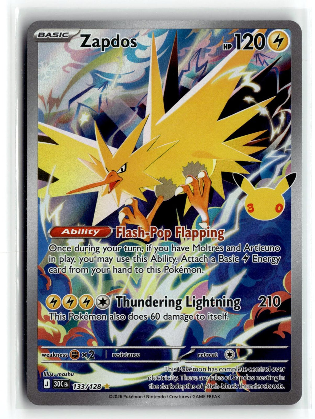 Pokemon tcg ME: 30th Celebration #133/128 Zapdos