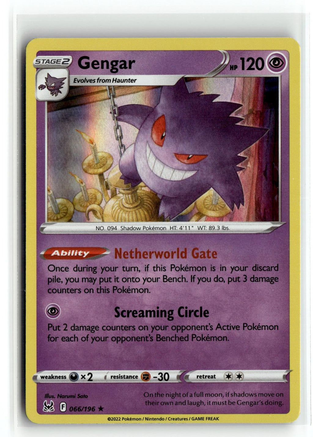 Pokemon tcg SWSH11: Lost Origin #066/196 Gengar