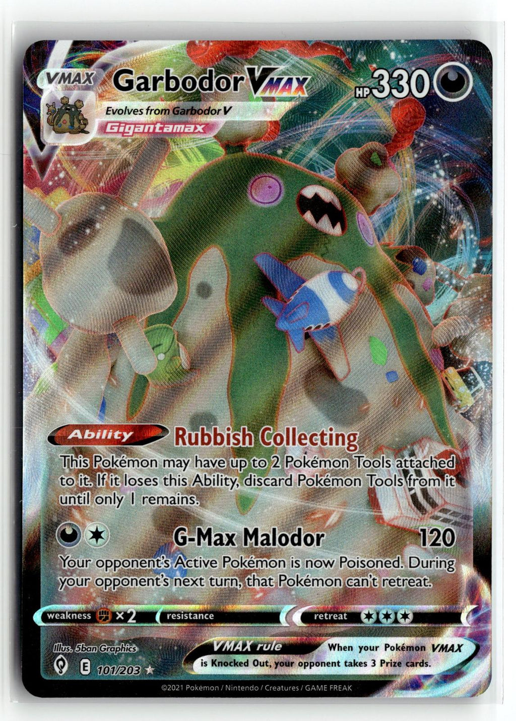 Pokemon tcg SWSH07: Evolving Skies #101/203 Garbodor VMAX