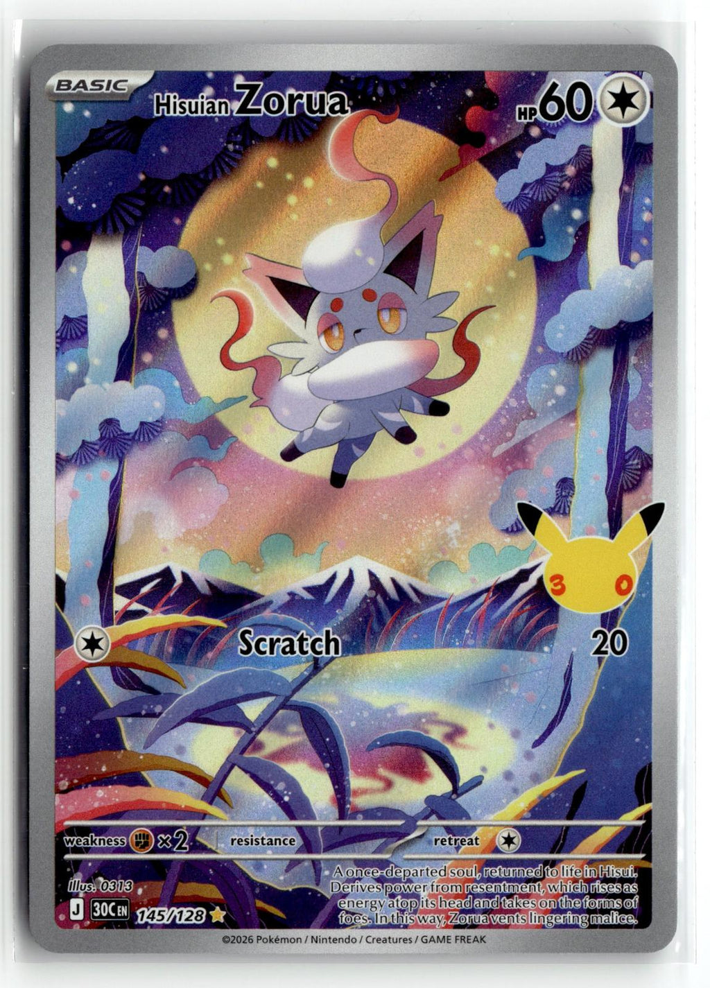 Pokemon tcg ME: 30th Celebration #145/128 Hisuian Zorua