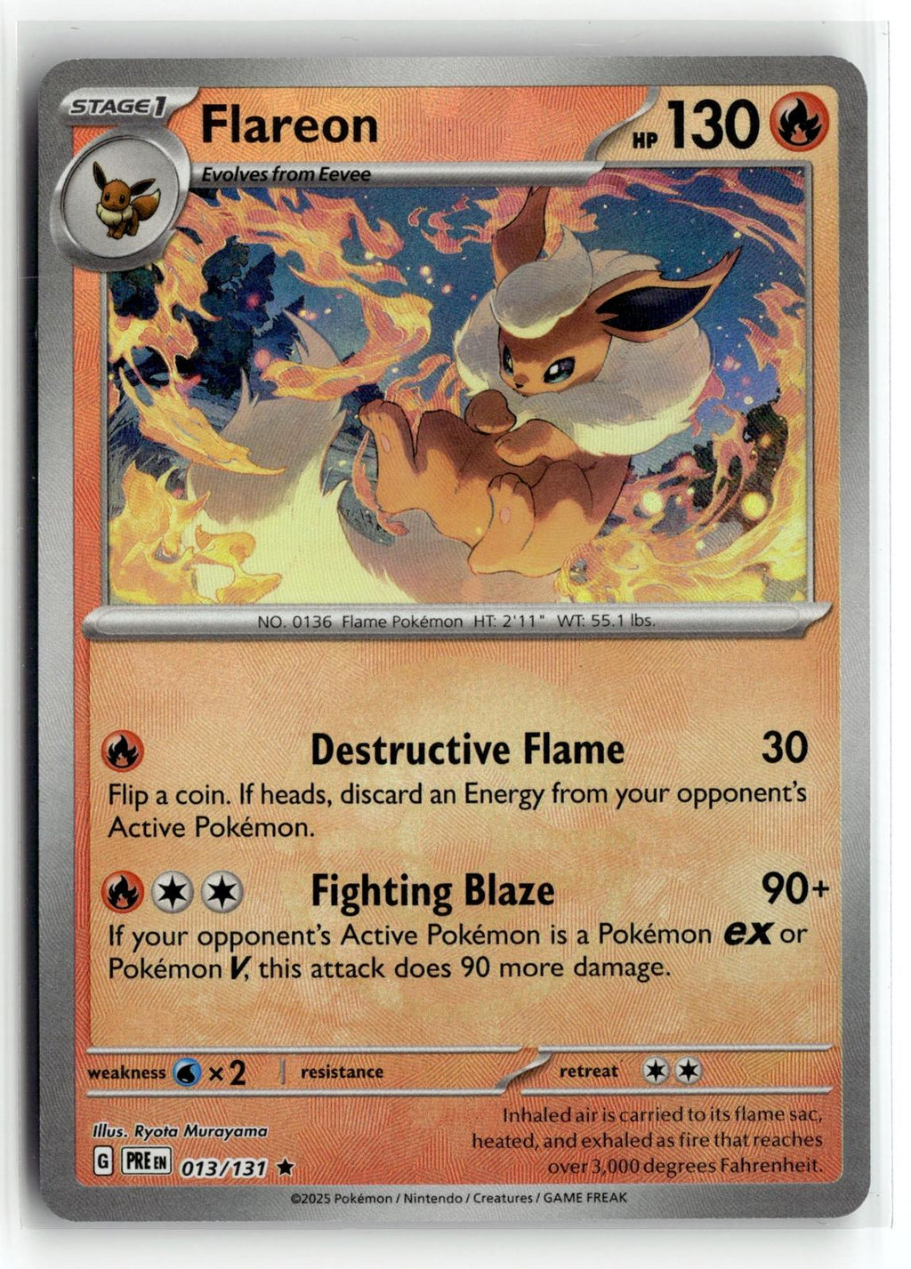 Pokemon tcg SV: Prismatic Evolutions #013/131 Flareon (Poke Ball Pattern)