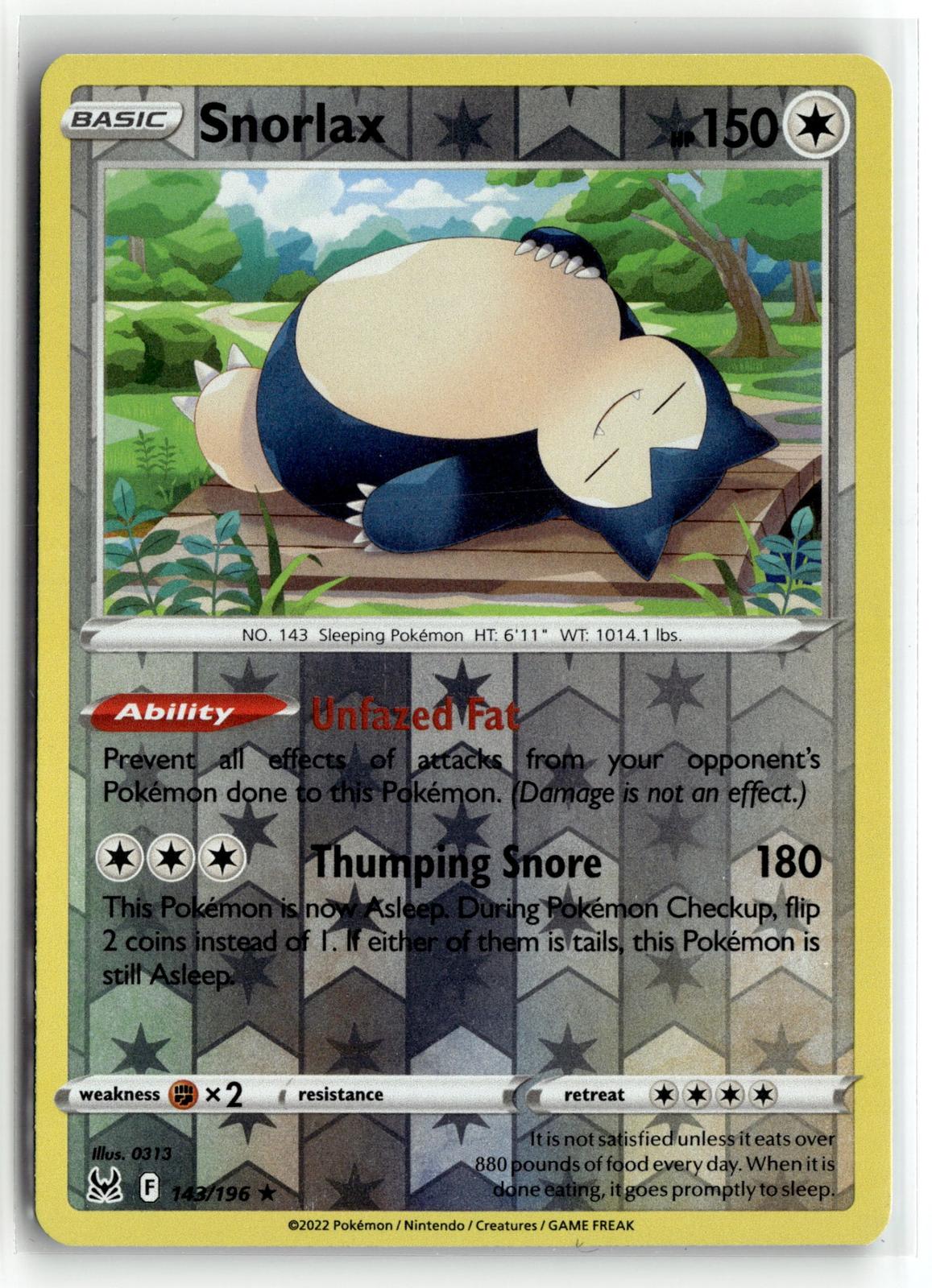 Pokemon tcg SWSH11: Lost Origin #143/196 Snorlax