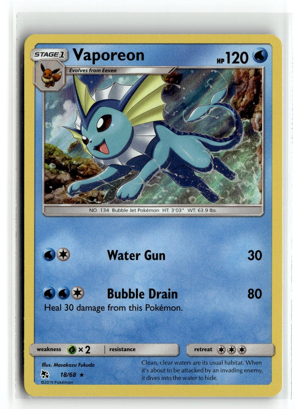 Pokemon tcg Hidden Fates #18/68 Vaporeon