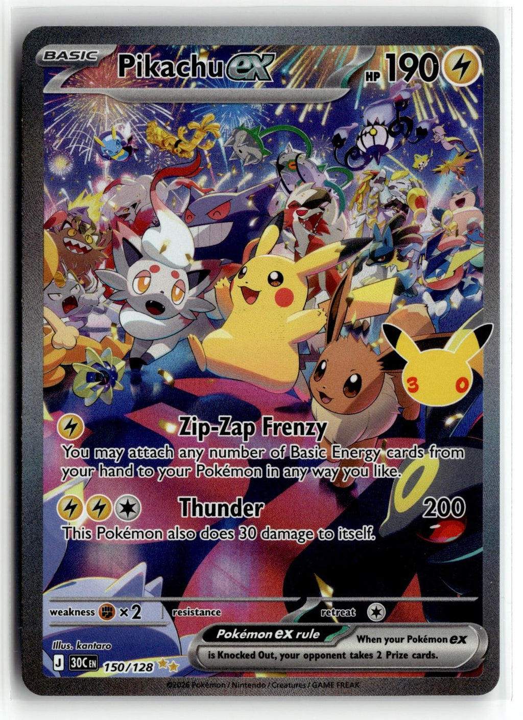 Pokemon tcg ME: 30th Celebration #150/128 Pikachu ex