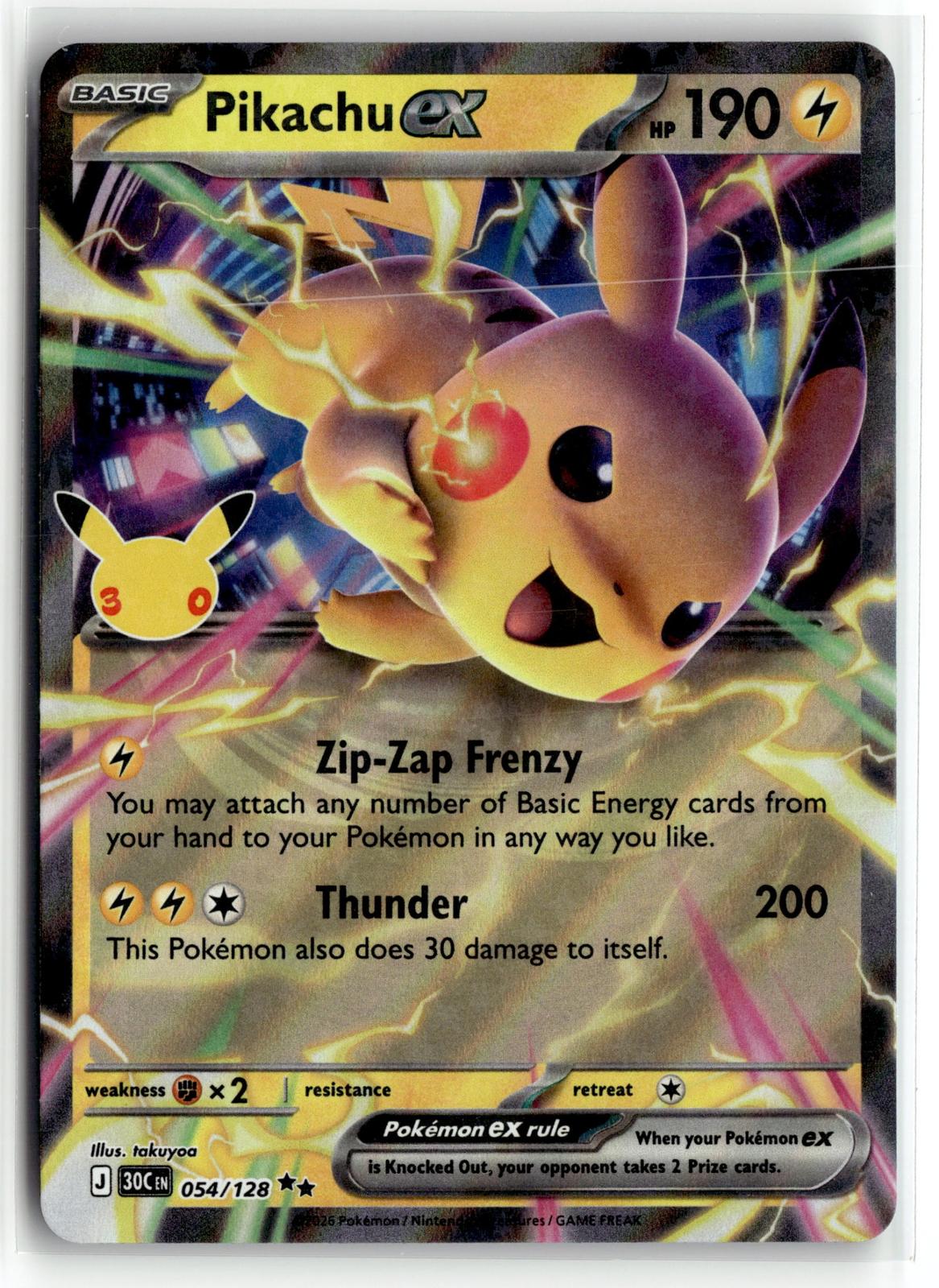 Pokemon tcg ME: 30th Celebration #054/128 Pikachu ex