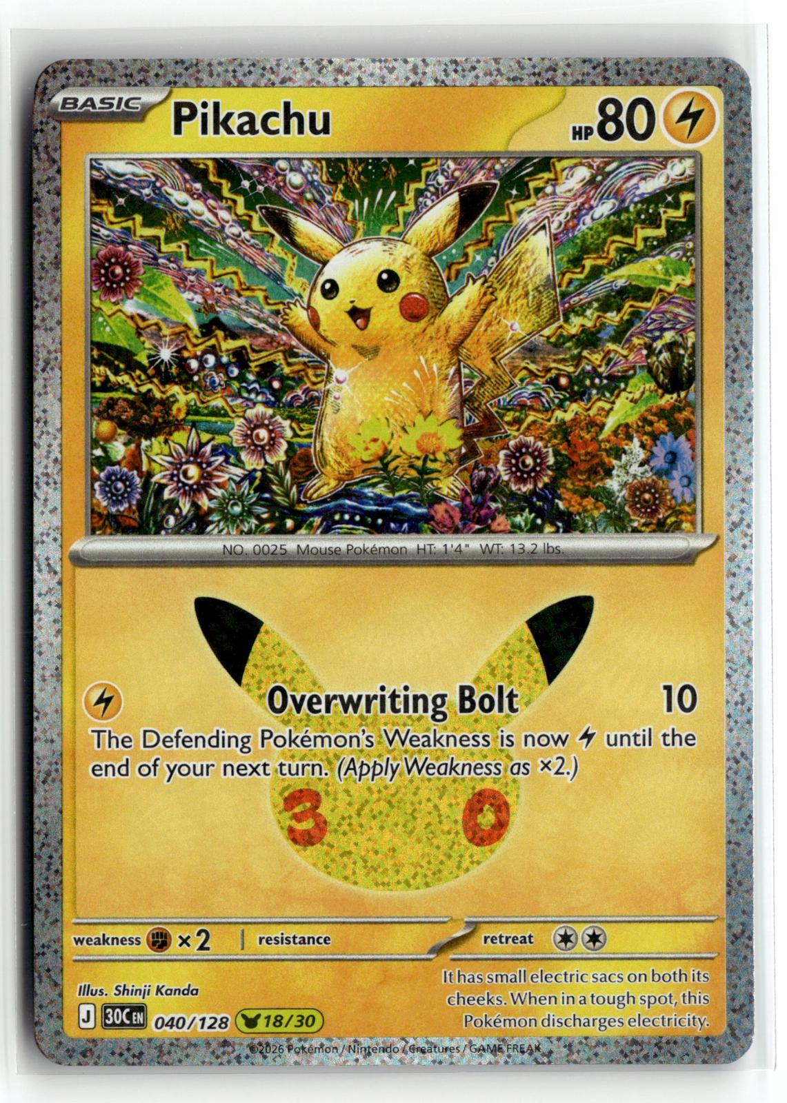 Pokemon tcg ME: 30th Celebration #040/128 Pikachu