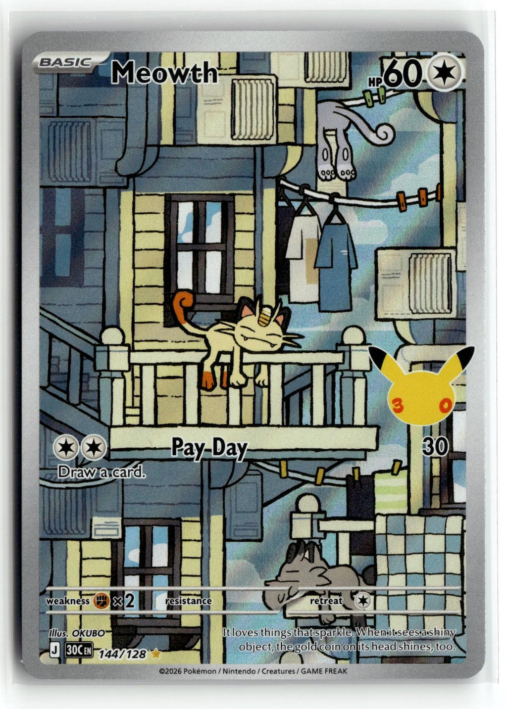 Pokemon tcg ME: 30th Celebration #144/128 Meowth