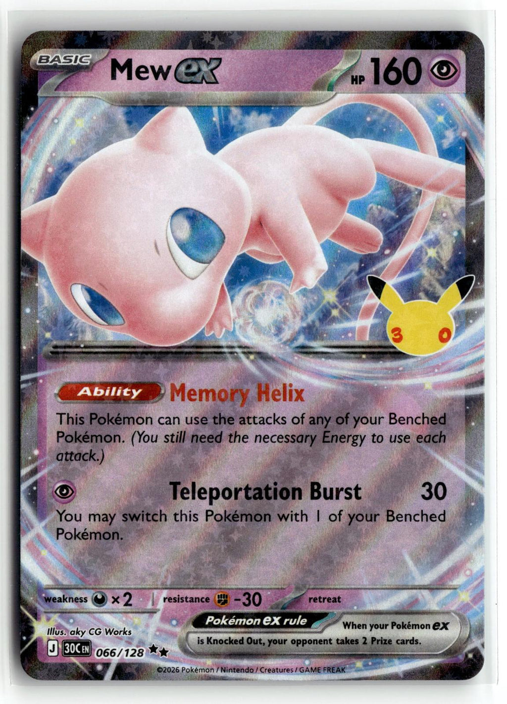 Pokemon tcg ME: 30th Celebration #066/128 Mew ex