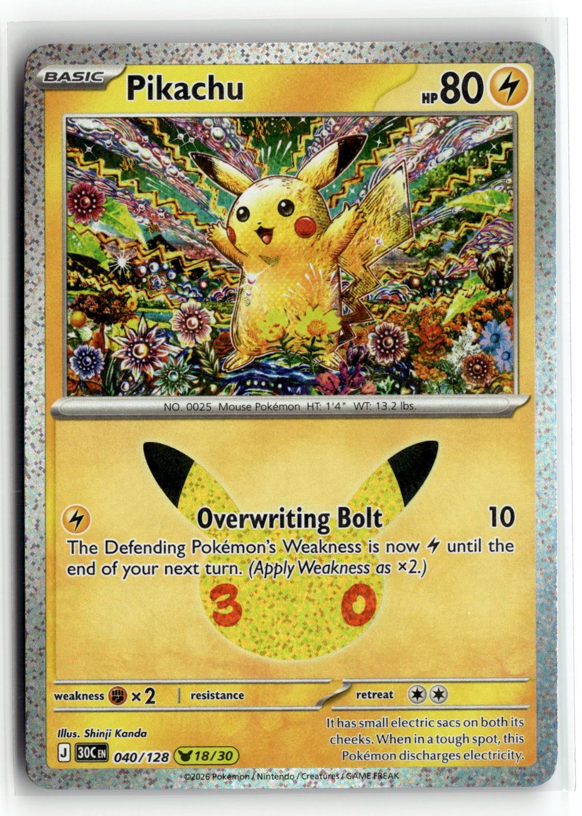 Pokemon tcg ME: 30th Celebration #040/128 Pikachu