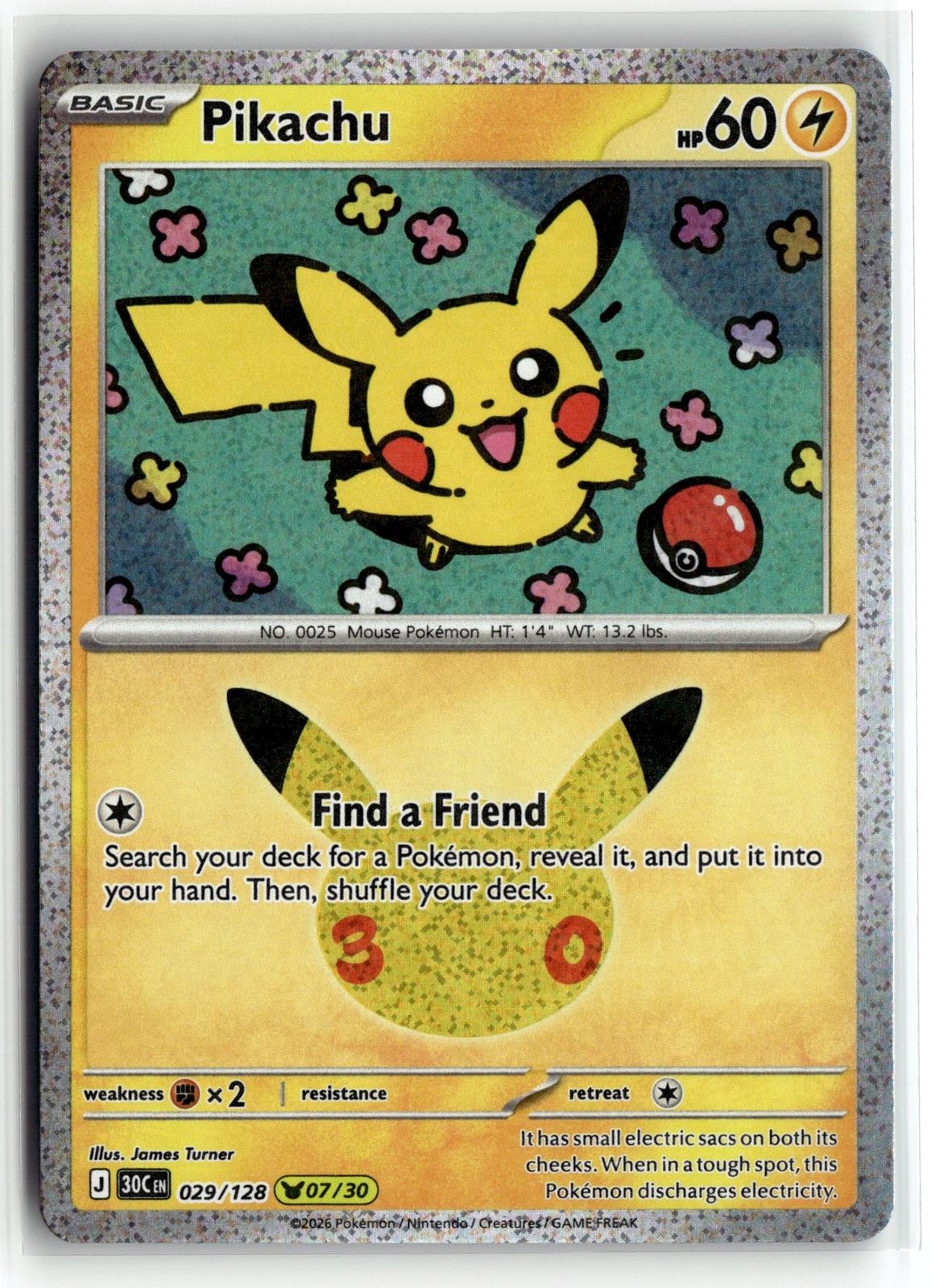 Pokemon tcg ME: 30th Celebration #029/128 Pikachu