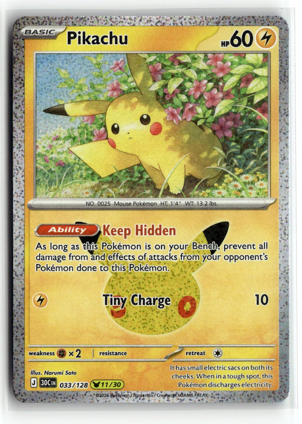 Pokemon tcg ME: 30th Celebration #033/128 Pikachu