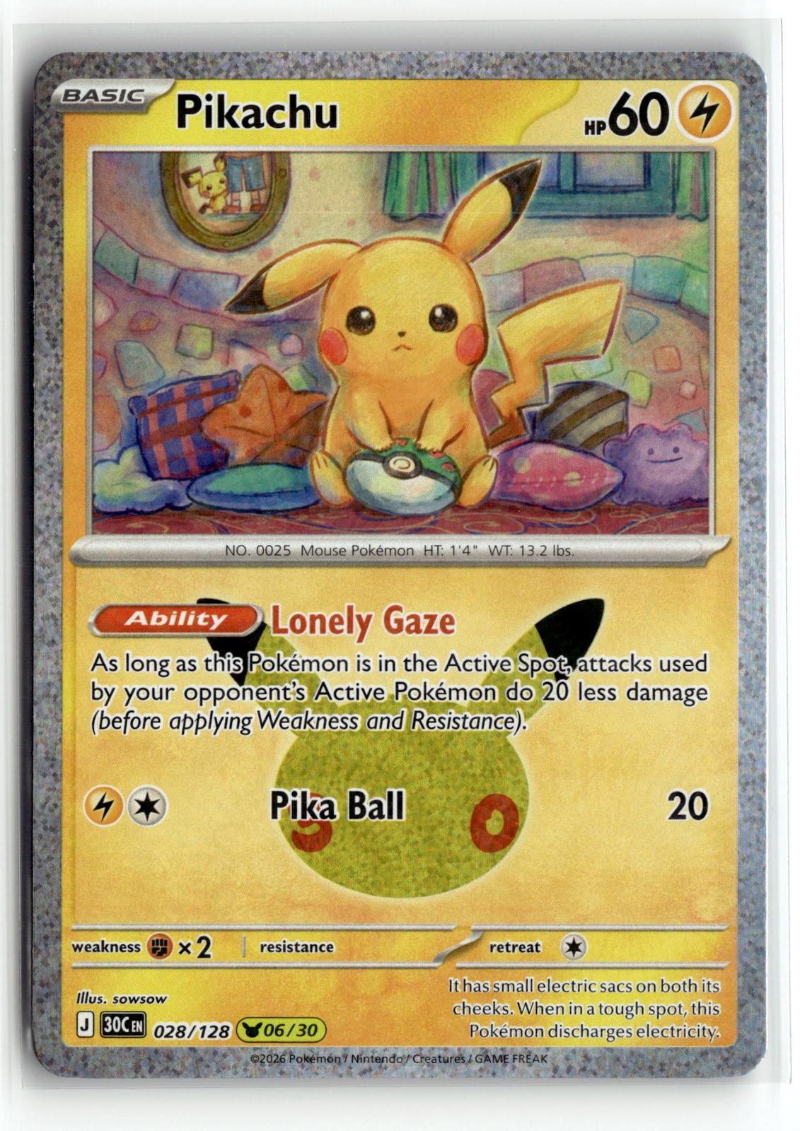 Pokemon tcg ME: 30th Celebration #028/128 Pikachu