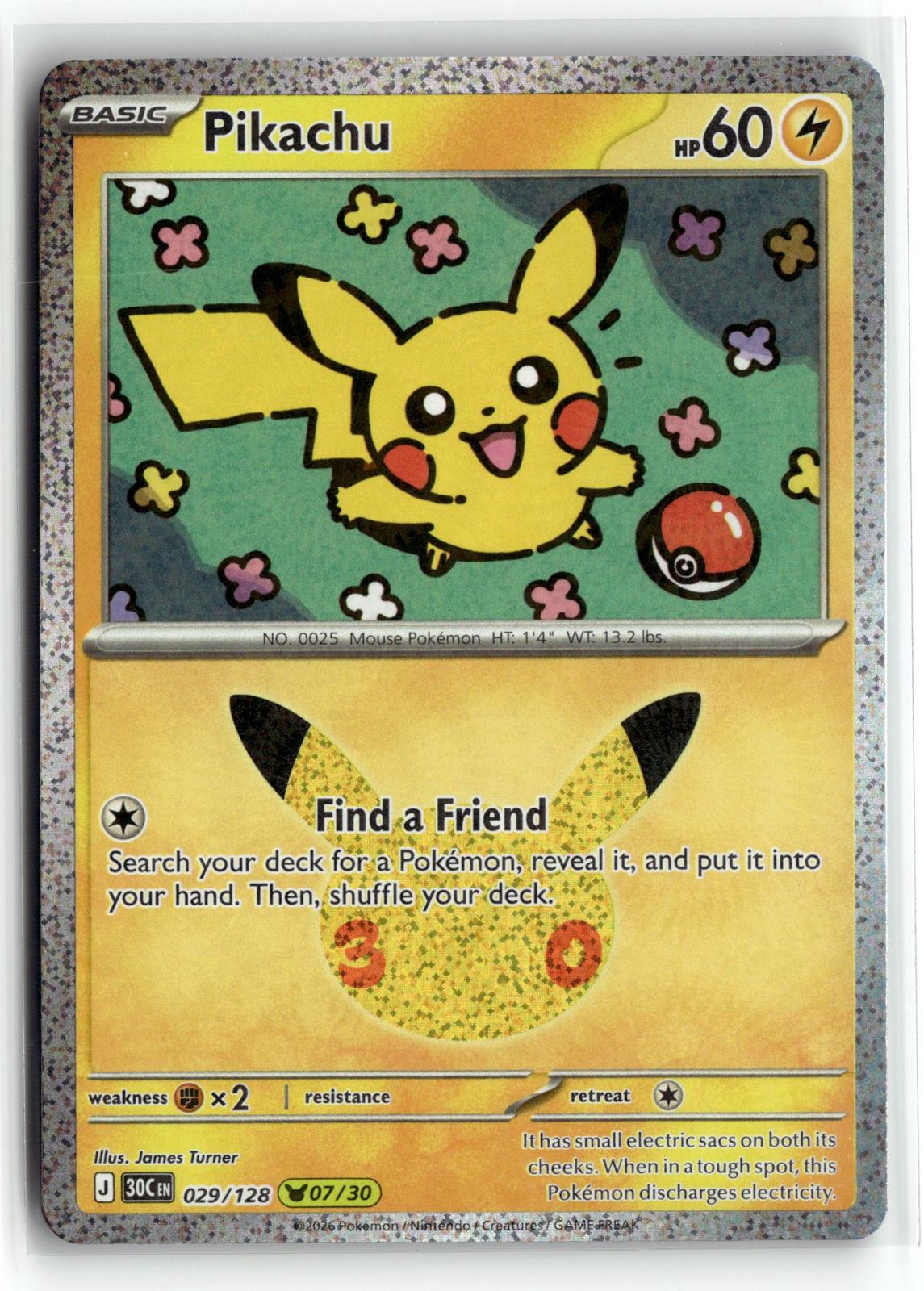 Pokemon tcg ME: 30th Celebration #029/128 Pikachu