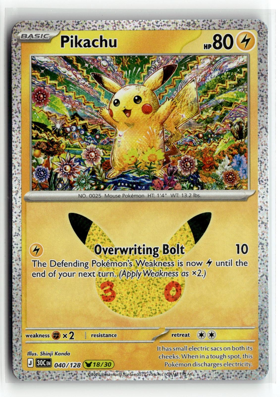 Pokemon tcg ME: 30th Celebration #040/128 Pikachu