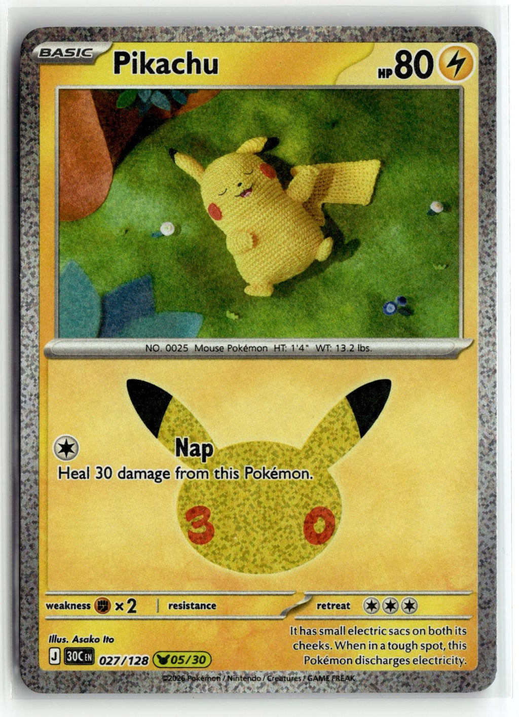Pokemon tcg ME: 30th Celebration #027/128 Pikachu