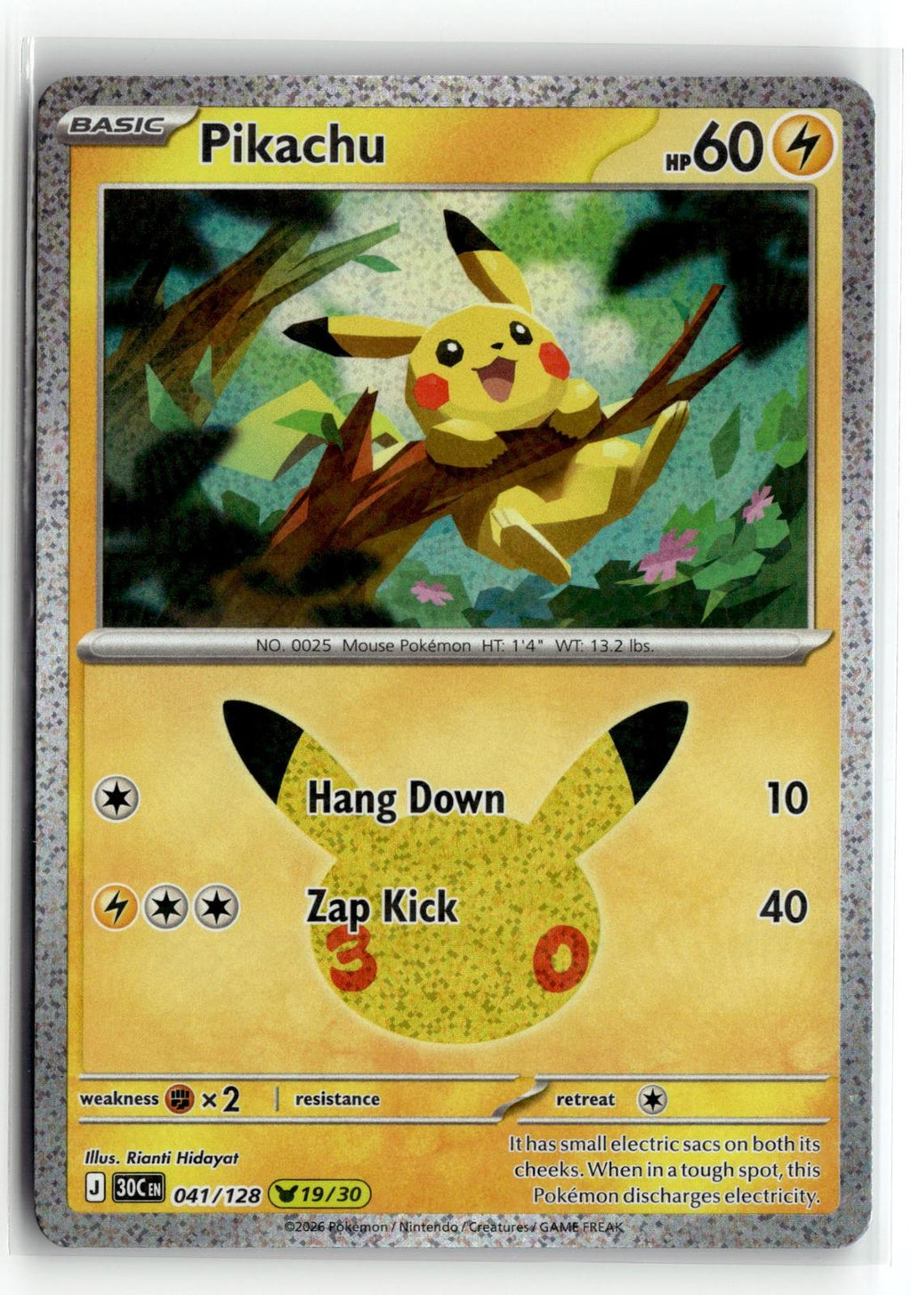 Pokemon tcg ME: 30th Celebration #041/128 Pikachu