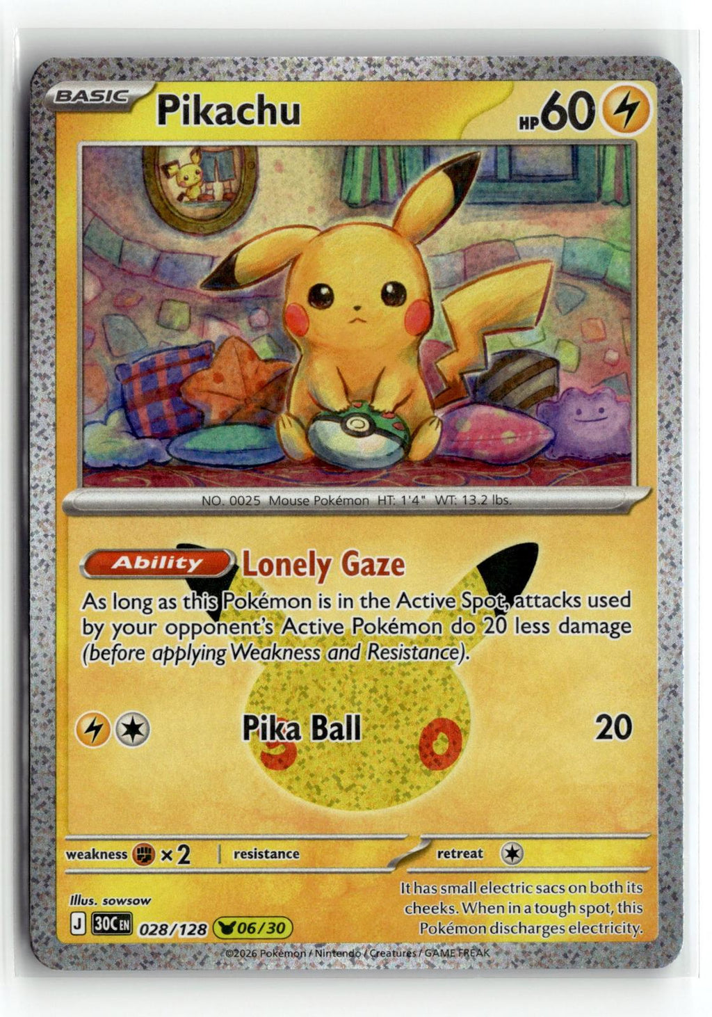 Pokemon tcg ME: 30th Celebration #028/128 Pikachu