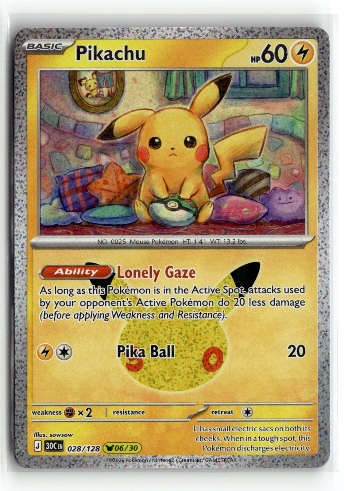Pokemon tcg ME: 30th Celebration #028/128 Pikachu