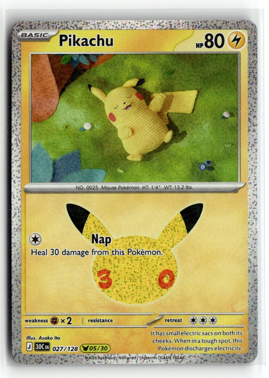 Pokemon tcg ME: 30th Celebration #027/128 Pikachu