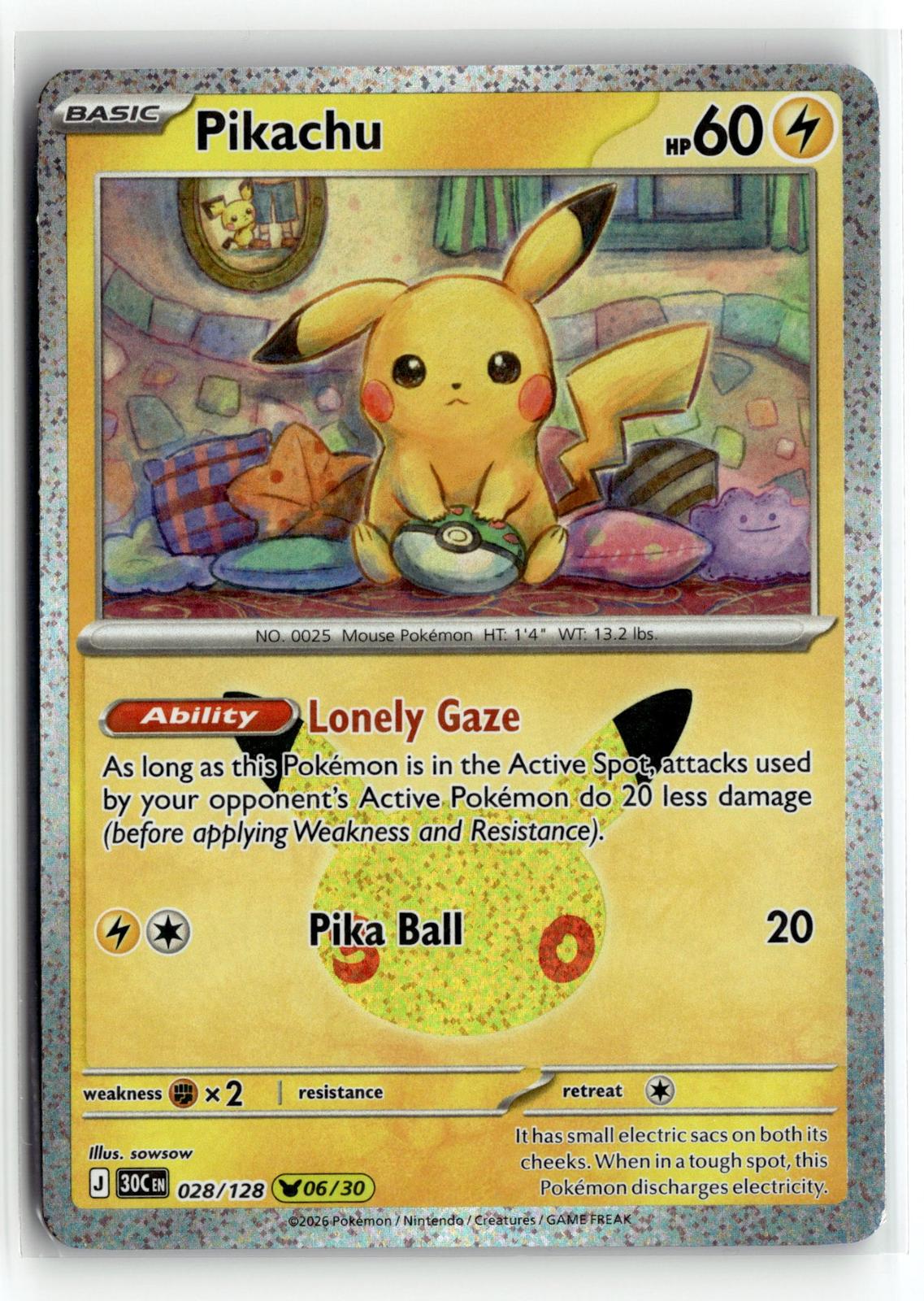 Pokemon tcg ME: 30th Celebration #028/128 Pikachu