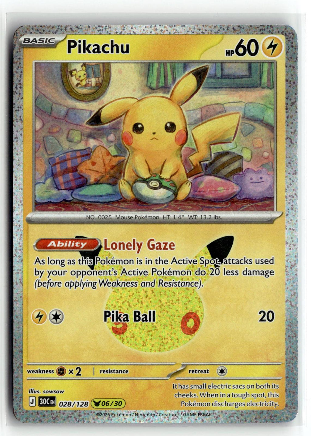 Pokemon tcg ME: 30th Celebration #028/128 Pikachu