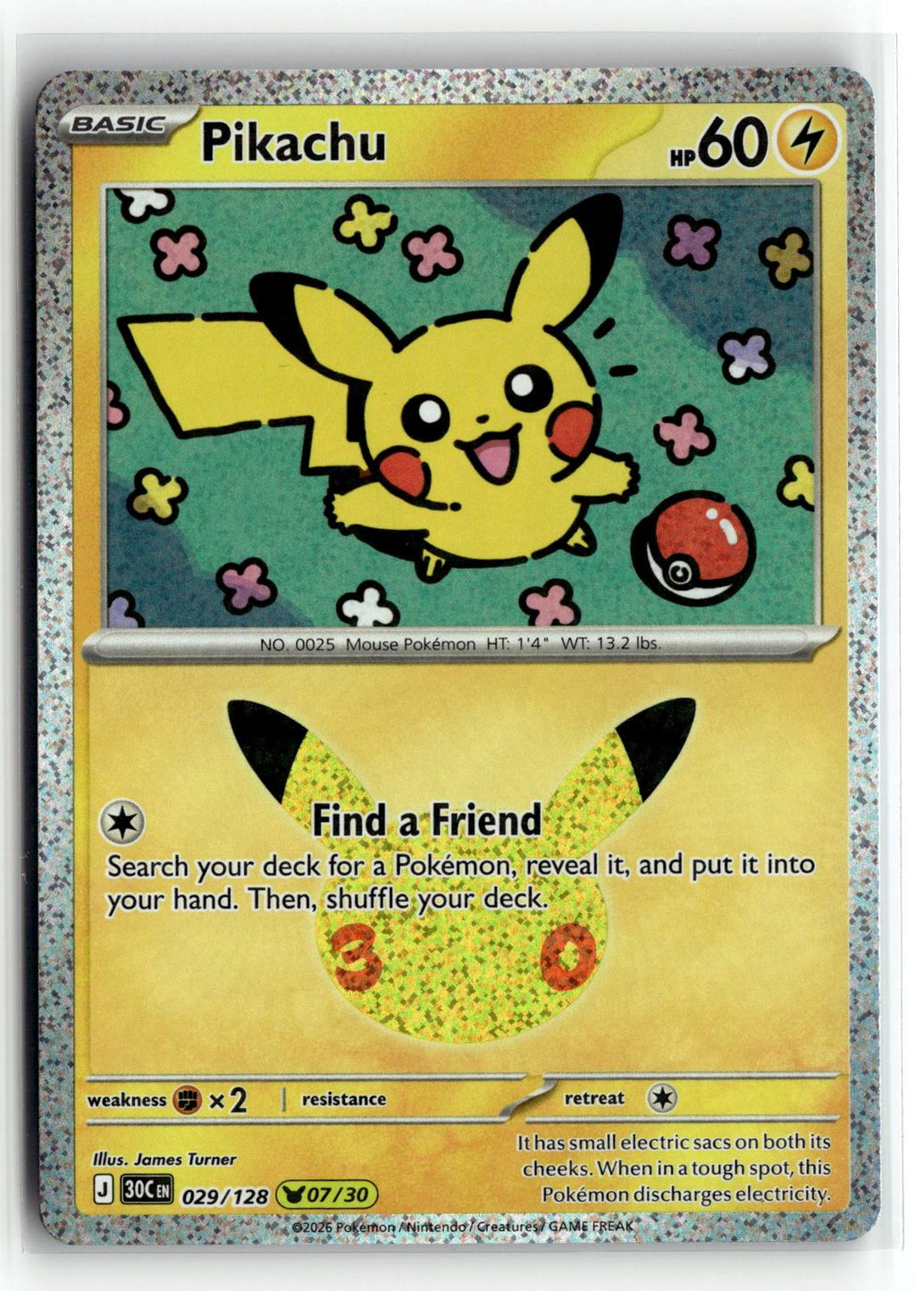 Pokemon tcg ME: 30th Celebration #029/128 Pikachu