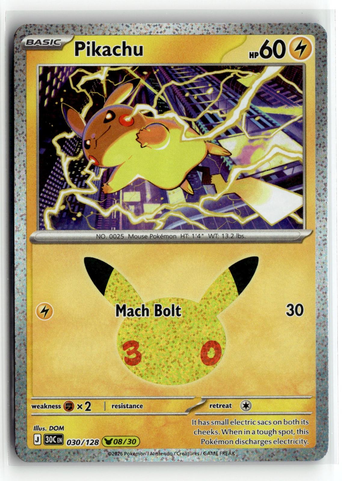 Pokemon tcg ME: 30th Celebration #030/128 Pikachu