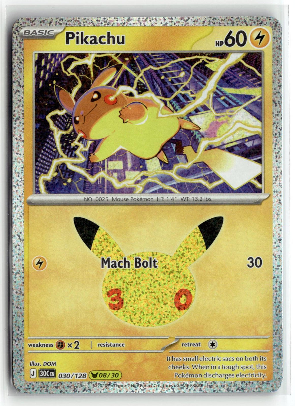 Pokemon tcg ME: 30th Celebration #030/128 Pikachu