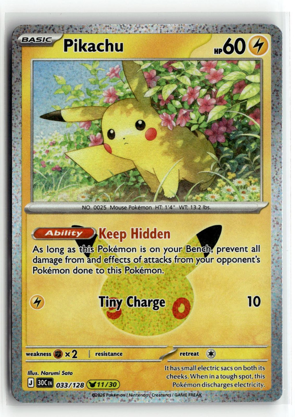 Pokemon tcg ME: 30th Celebration #033/128 Pikachu