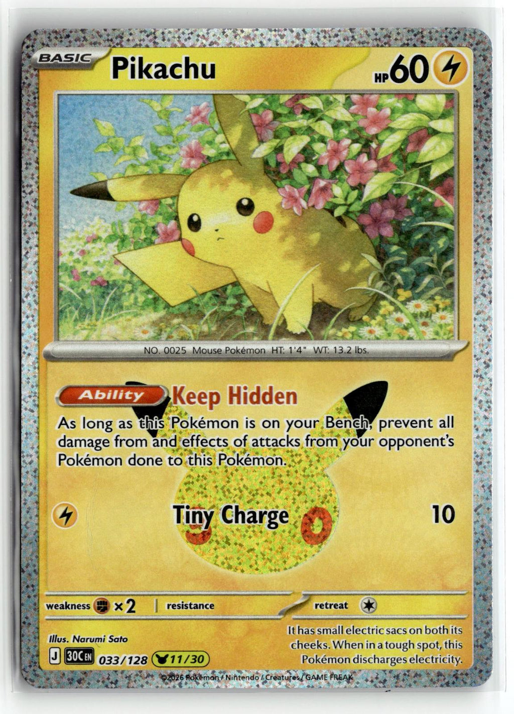 Pokemon tcg ME: 30th Celebration #033/128 Pikachu