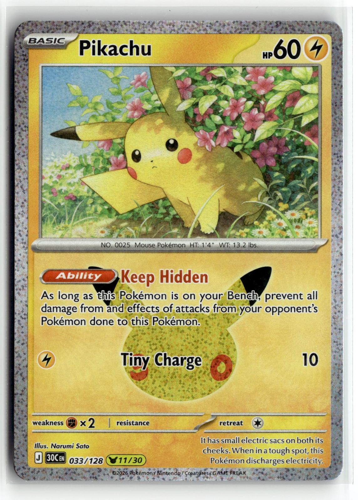 Pokemon tcg ME: 30th Celebration #033/128 Pikachu