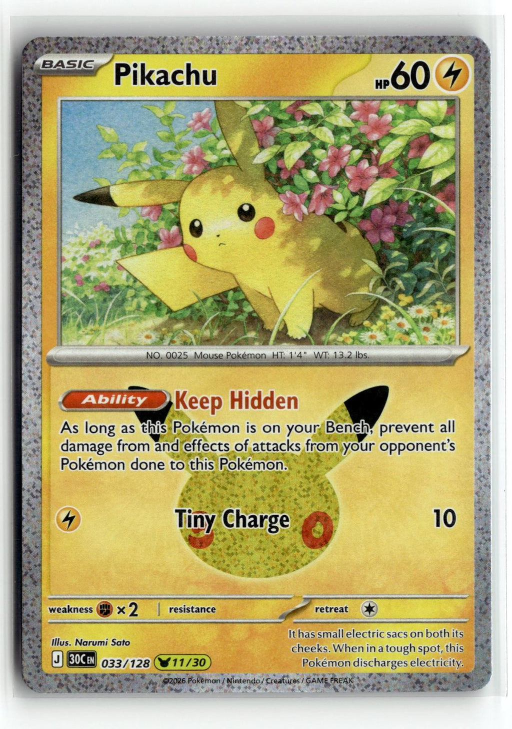 Pokemon tcg ME: 30th Celebration #033/128 Pikachu