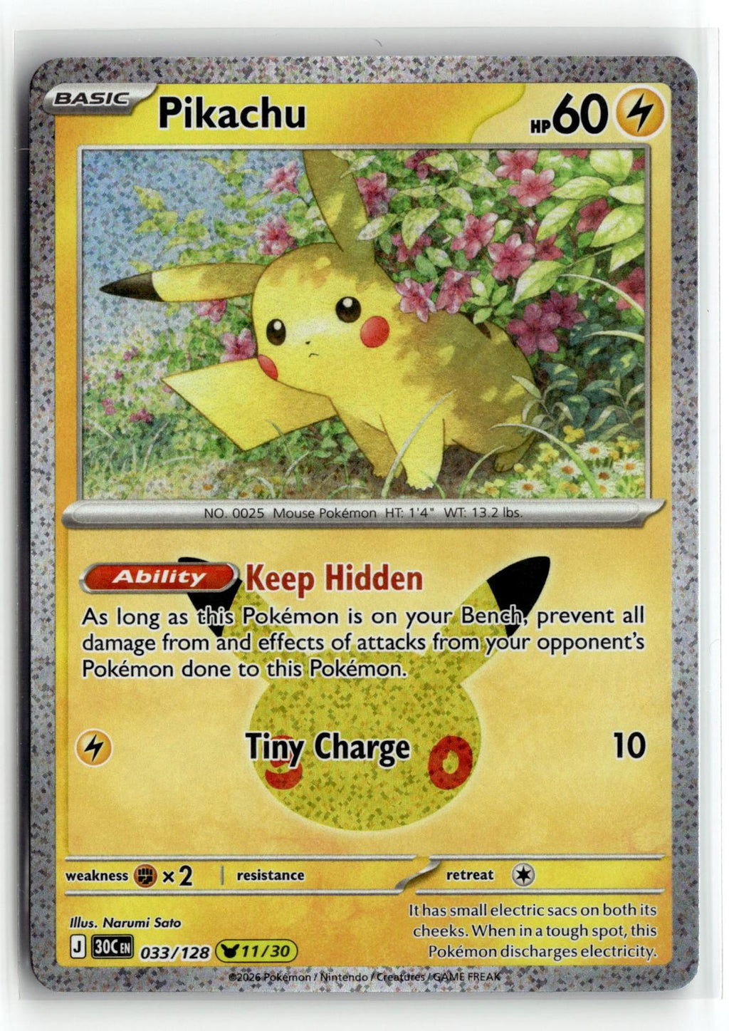 Pokemon tcg ME: 30th Celebration #033/128 Pikachu