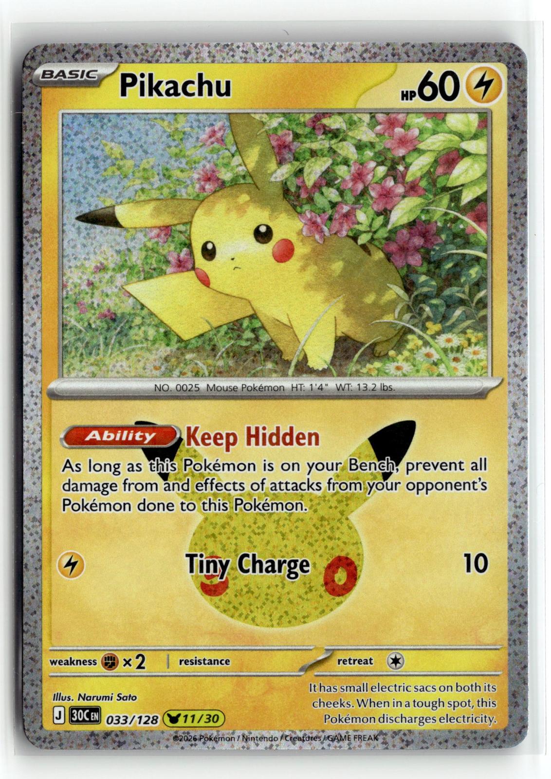 Pokemon tcg ME: 30th Celebration #033/128 Pikachu