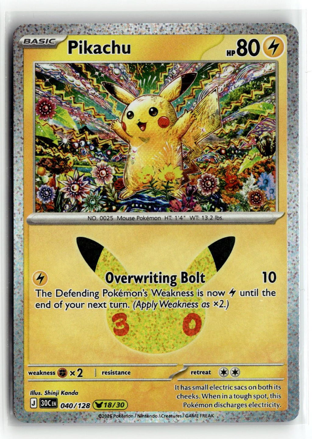 Pokemon tcg ME: 30th Celebration #040/128 Pikachu