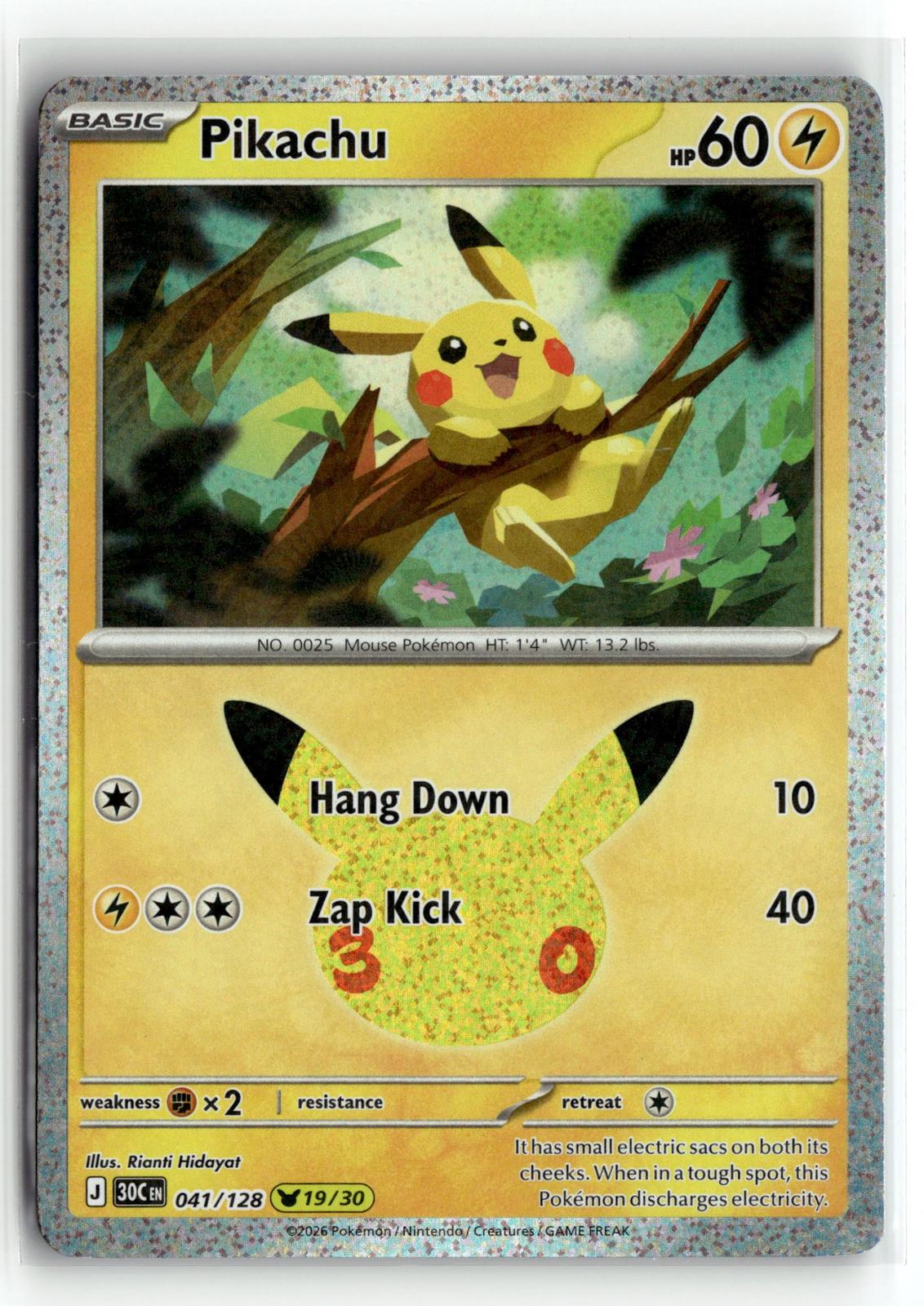 Pokemon tcg ME: 30th Celebration #041/128 Pikachu