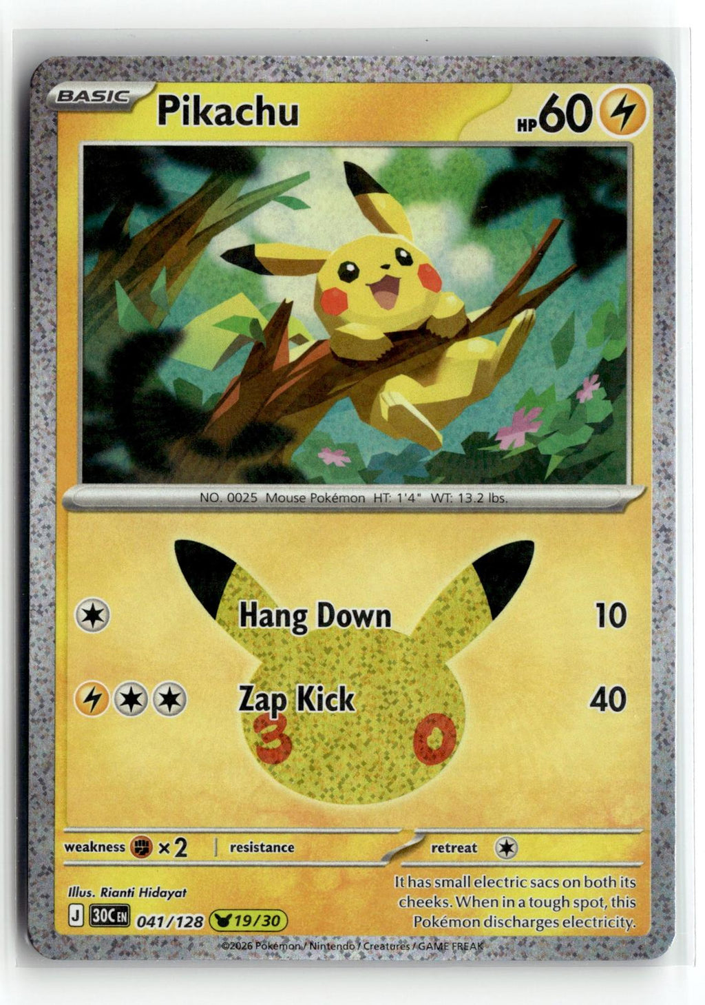 Pokemon tcg ME: 30th Celebration #041/128 Pikachu