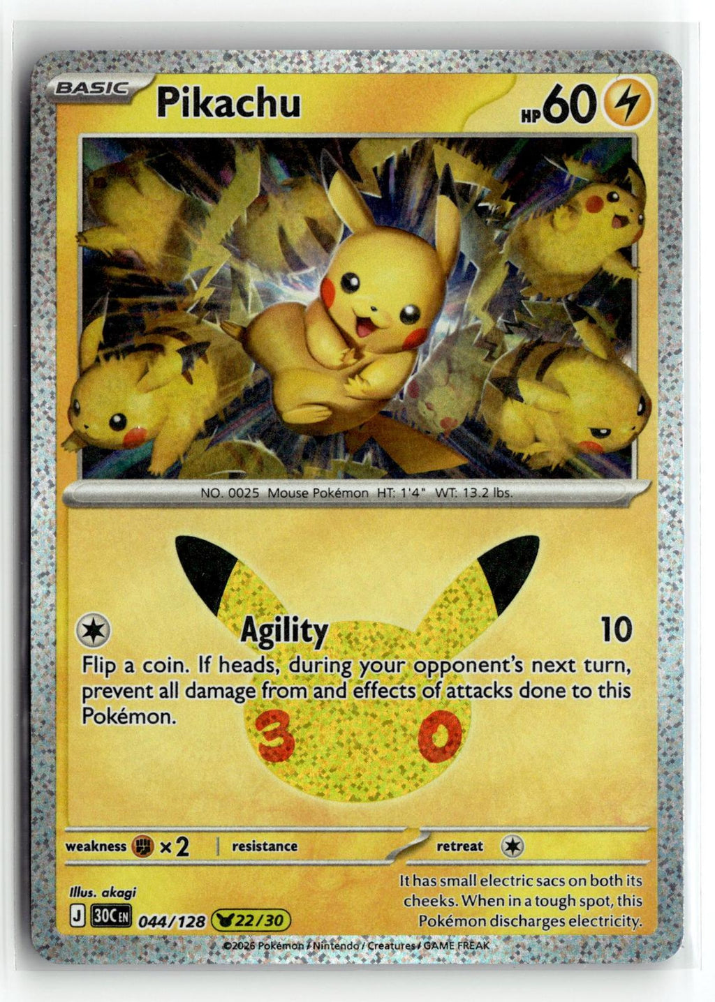 Pokemon tcg ME: 30th Celebration #044/128 Pikachu